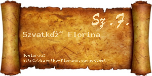 Szvatkó Florina névjegykártya